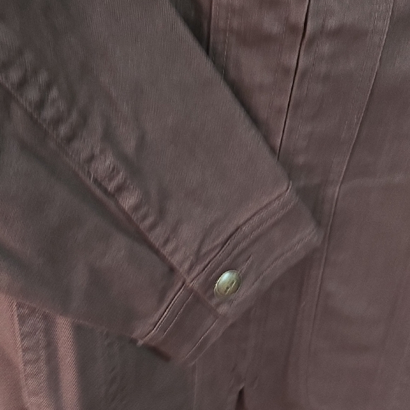 Liz&Me Women's Plus16 Dark Brown Denim Utility Zipper Barn Style Pocket Jacket - Picture 6 of 16